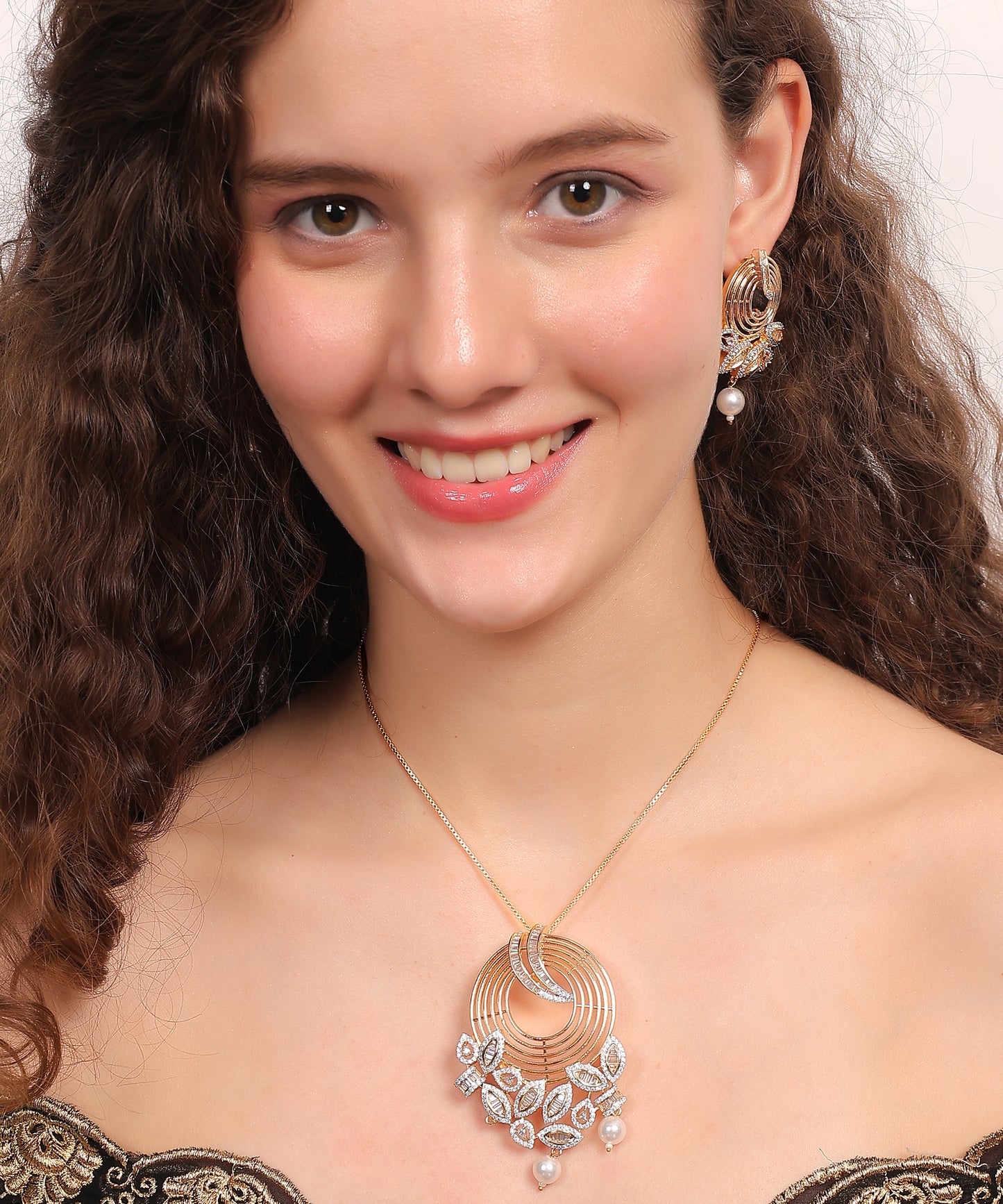 Regal Pendant Set with Pearl Drops