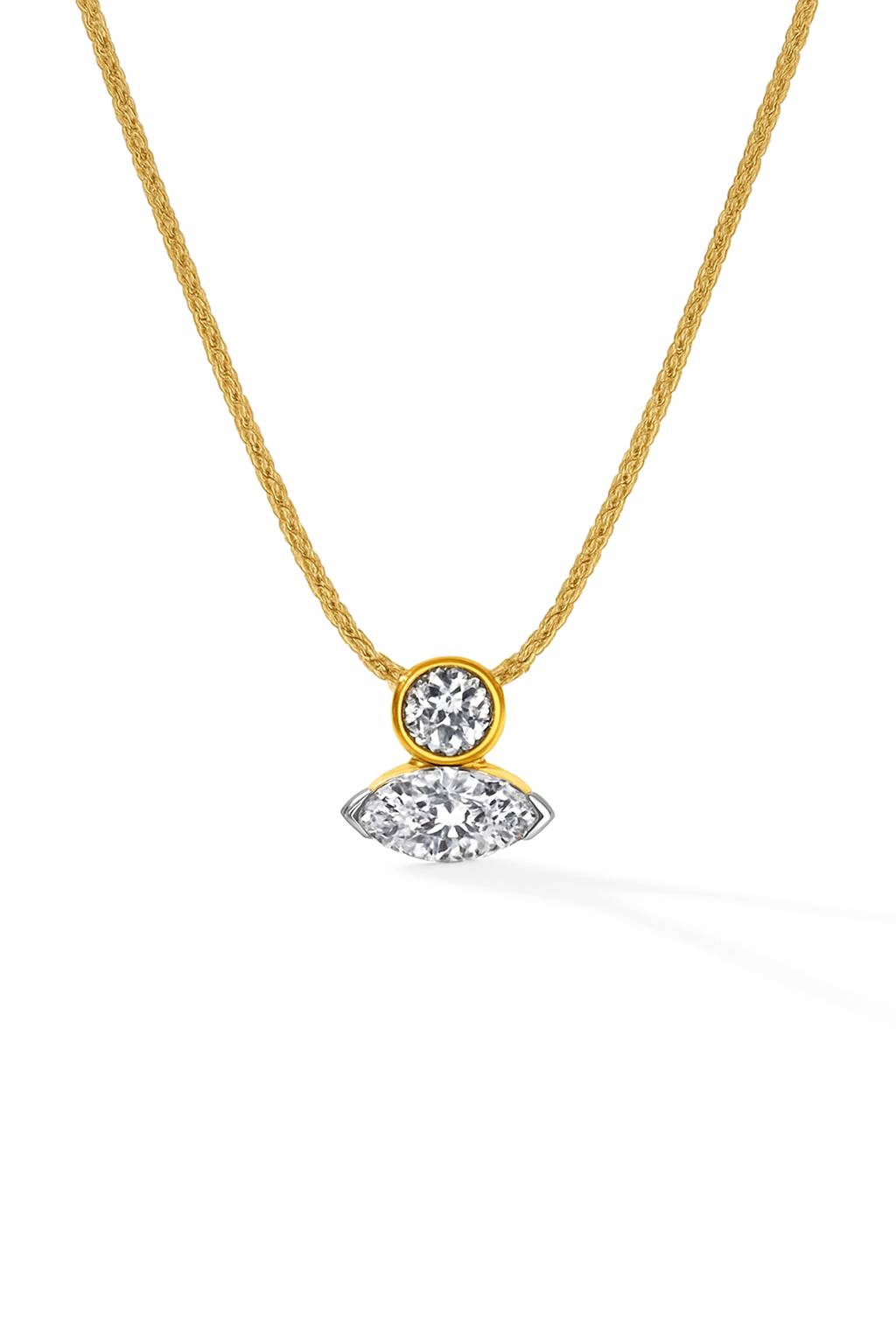 Golden Marquise Duo Diamond Pendant