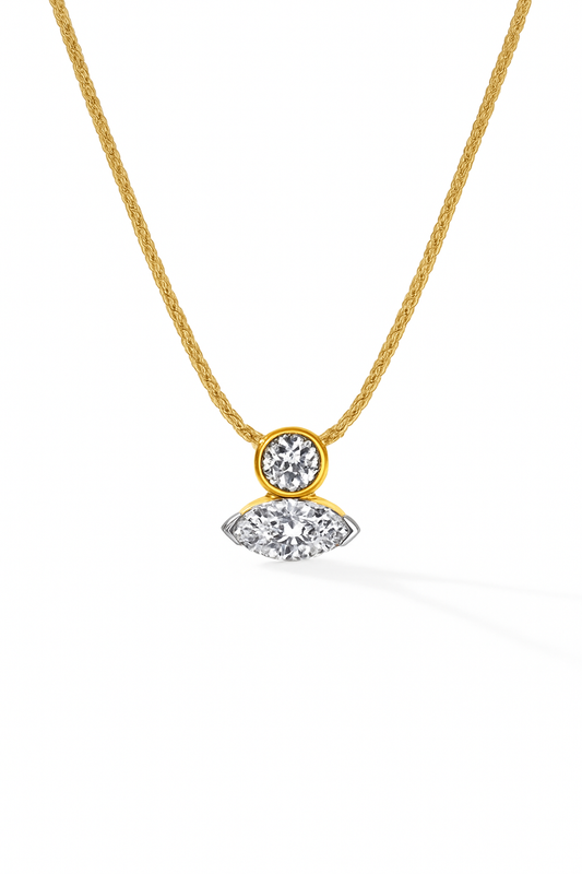 Golden Marquise Duo Diamond Pendant