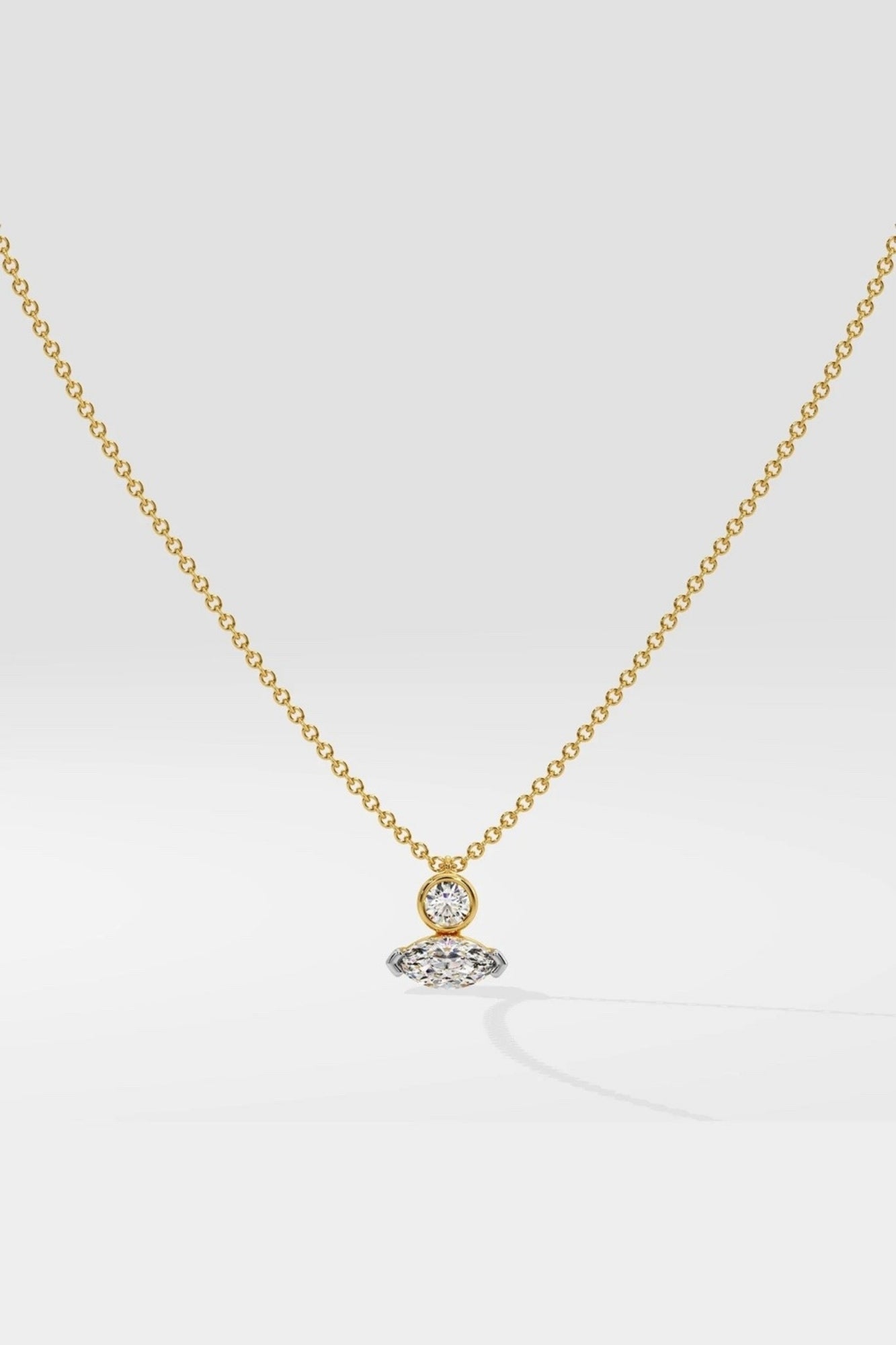 Golden Marquise Duo Diamond Pendant