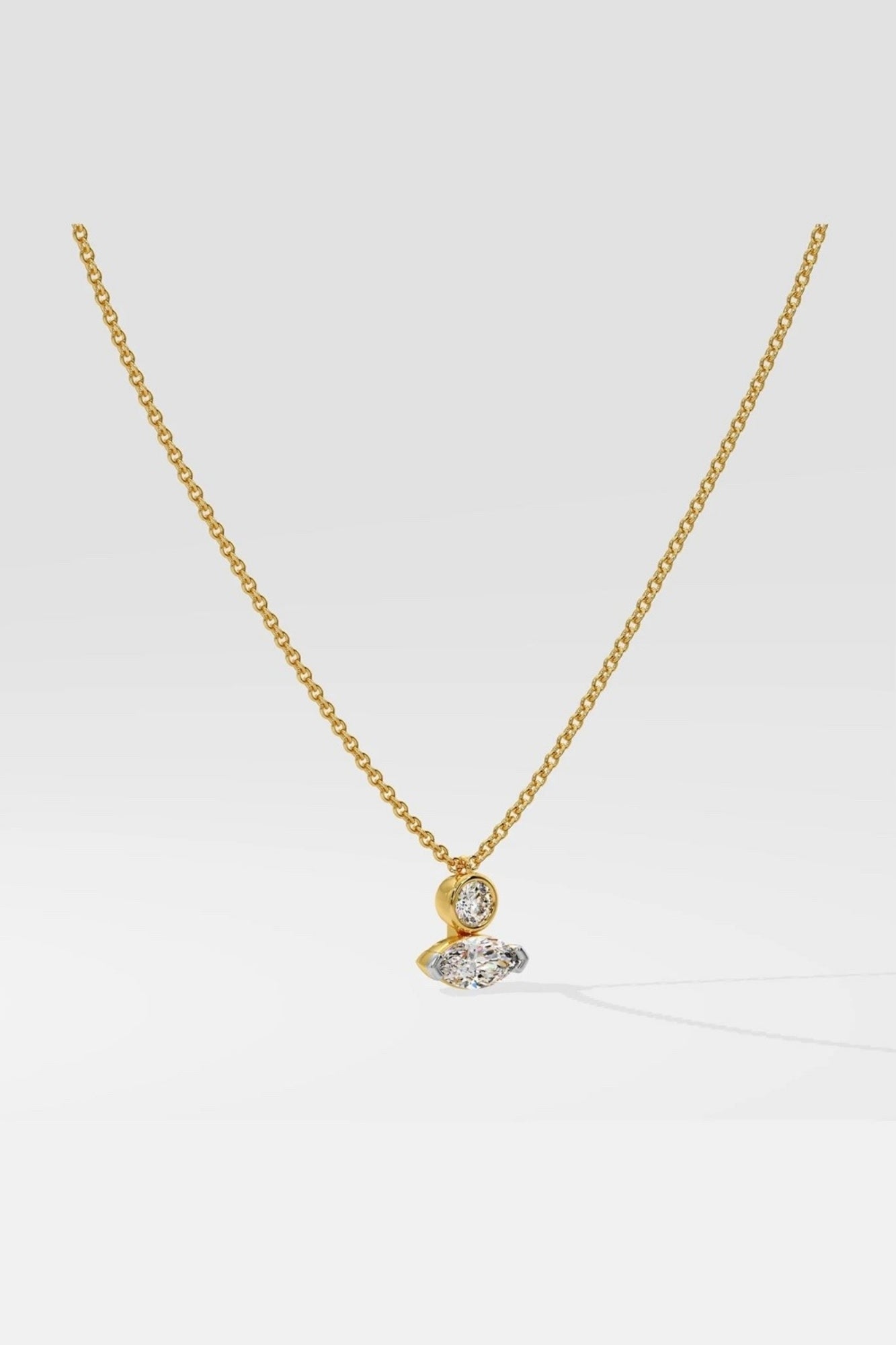 Golden Marquise Duo Diamond Pendant