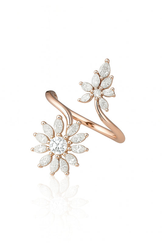 Twin Bloom Diamond Ring