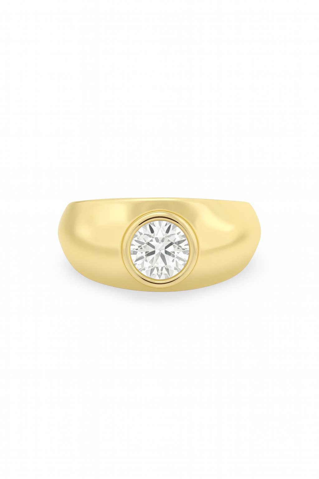 Classic Bezel Round Diamond Gold Ring