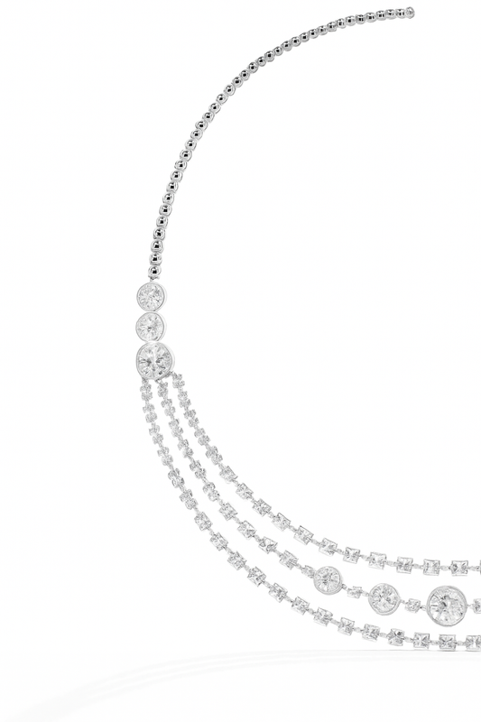 Triple Layer Diamond Cascade Necklace