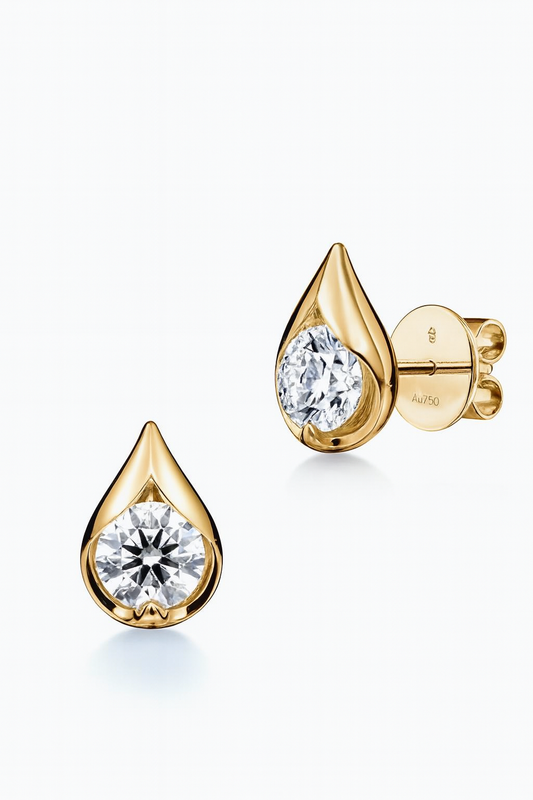 Golden Teardrop Diamond Stud
