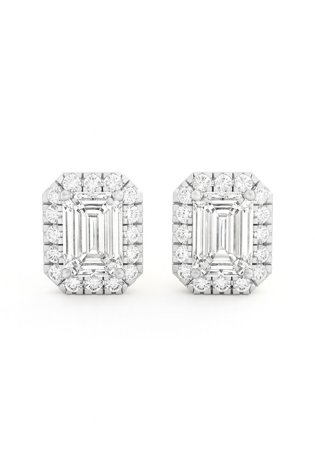 Emerald Halo Diamond Studs