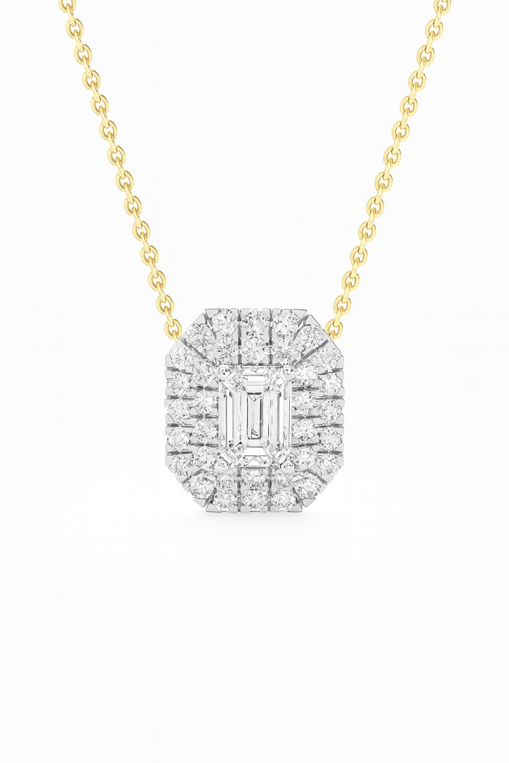 Regal Emerald-Cut Diamond Pendant
