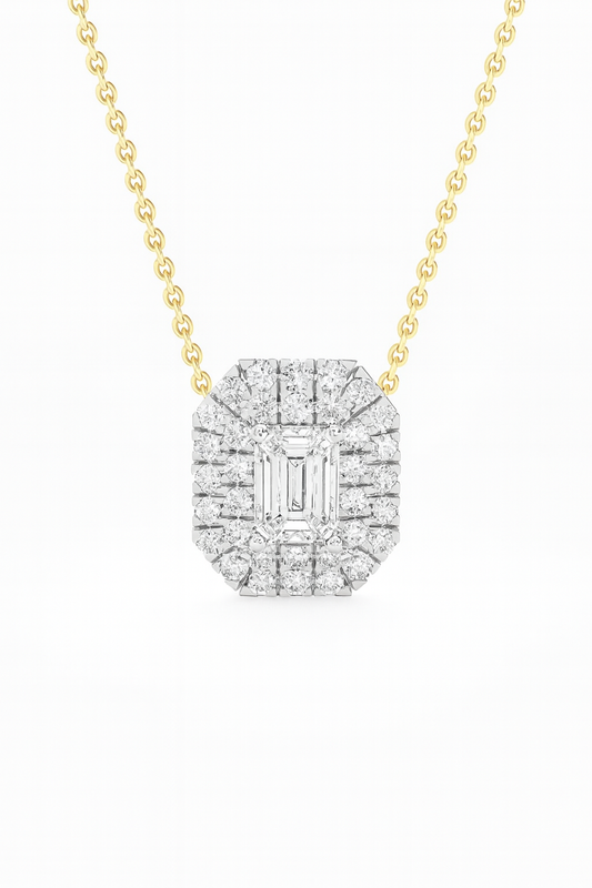 Regal Emerald-Cut Diamond Pendant