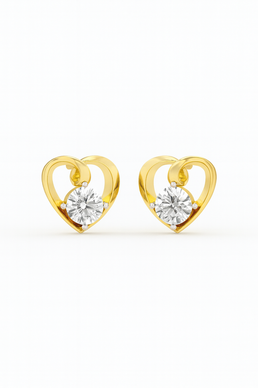 Golden Heart Diamond Studs
