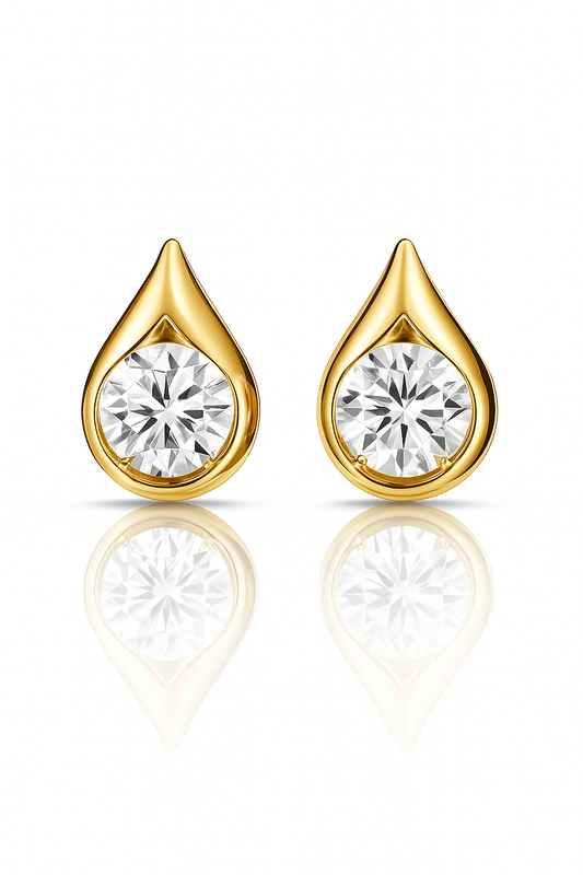 Golden Teardrop Diamond Stud