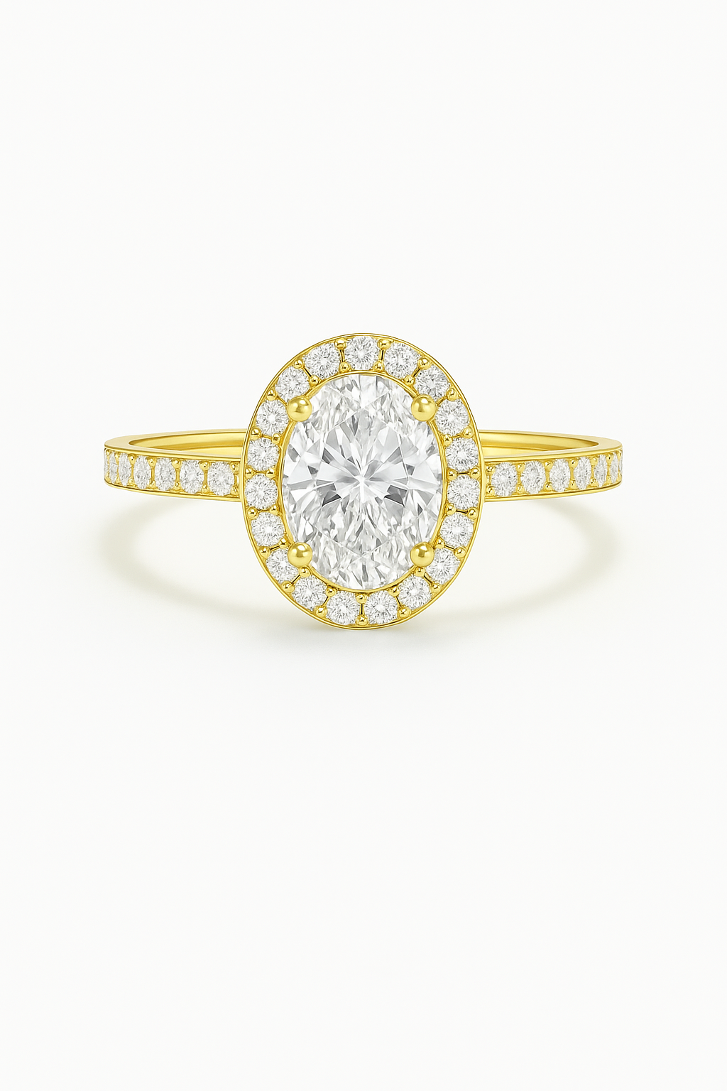 Golden Halo Oval Diamond Ring