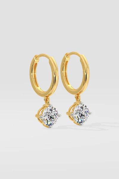 Solitaire Diamond Drop Hoop
