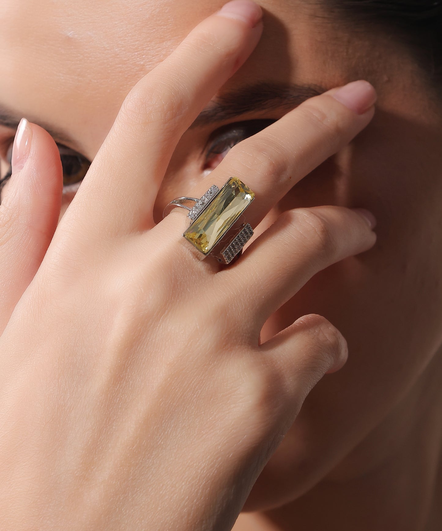 Rectangular Citrine Ring