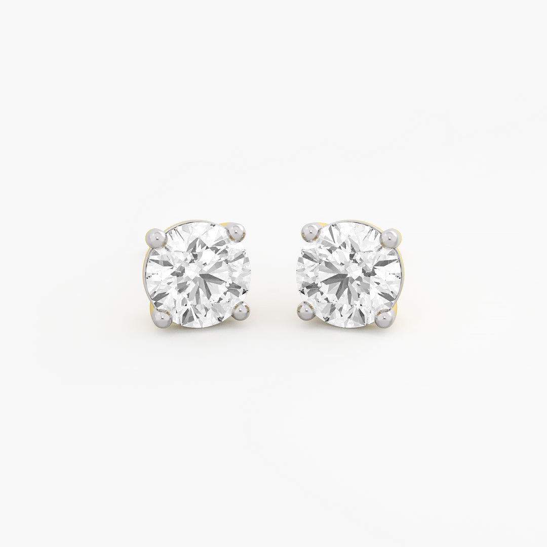 Classic Round Diamond Stud Earrings.