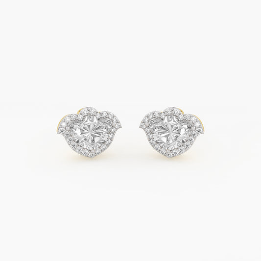 Floral Halo Diamond Stud Earrings.