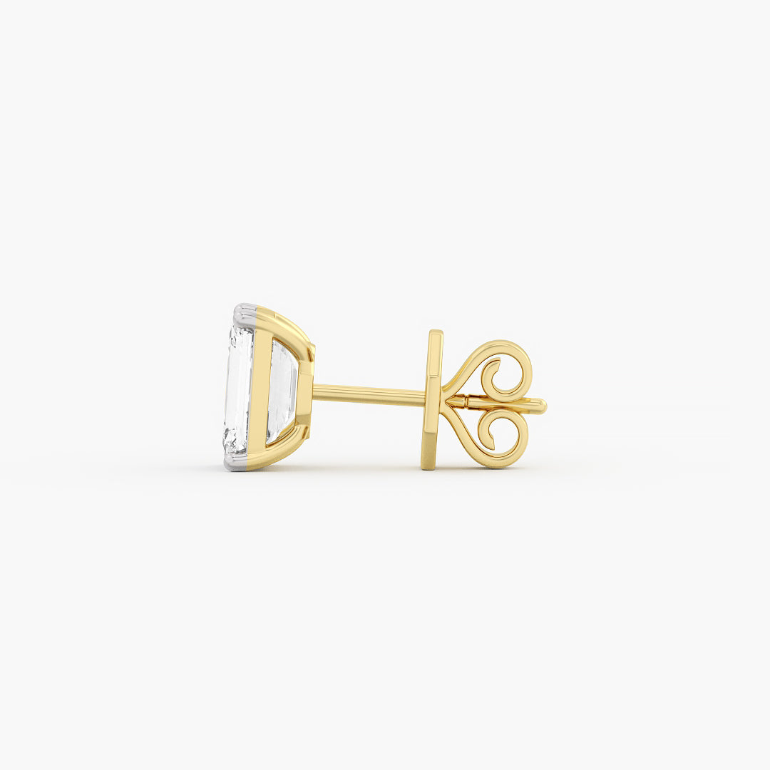 Emerald-Cut Diamond Stud Earrings.