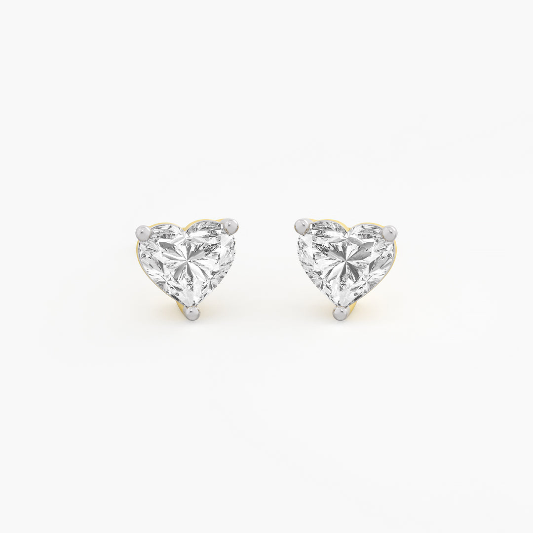Heart-Shaped Diamond Stud Earrings