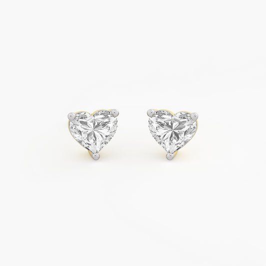 Heart-Shaped Diamond Stud Earrings