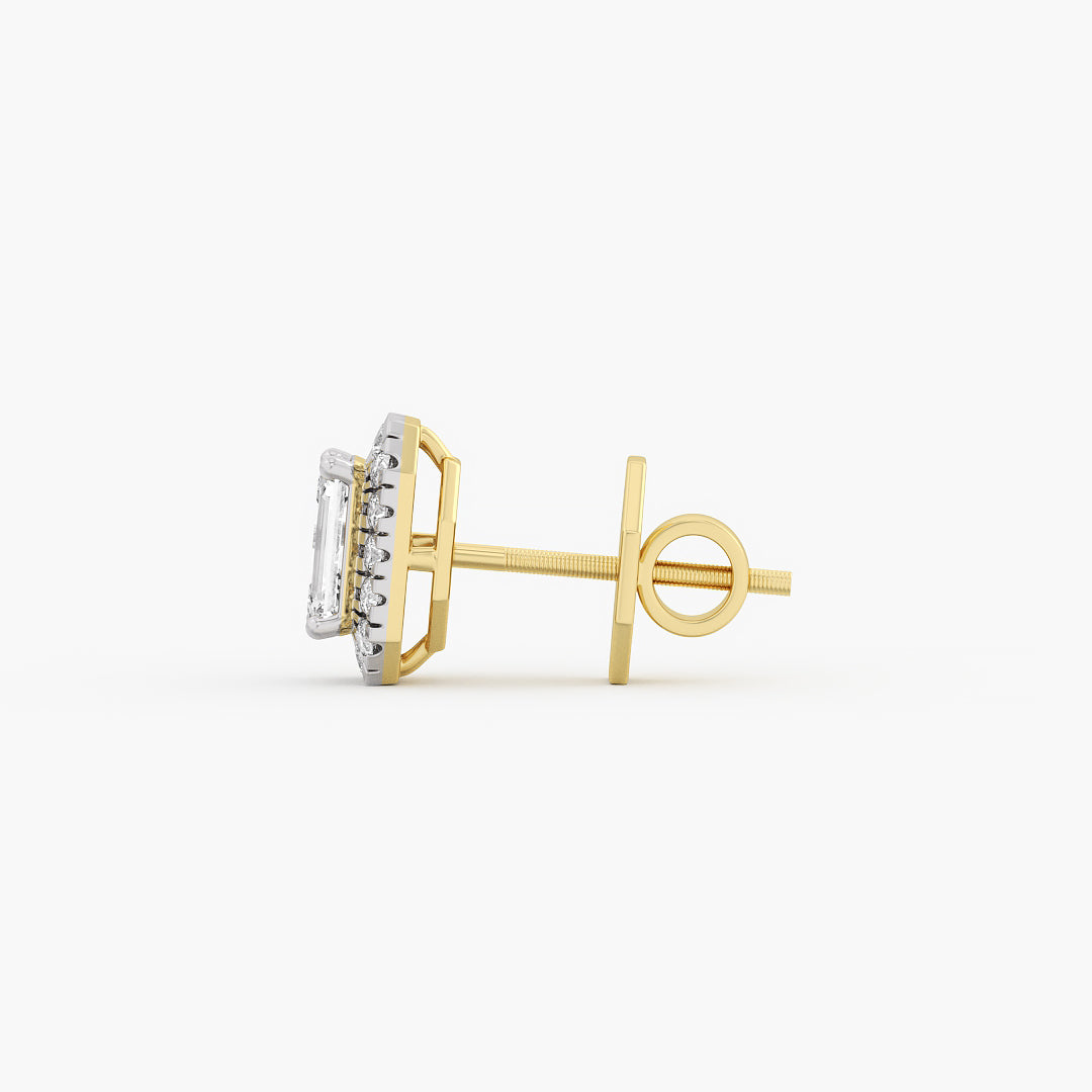 Emerald Halo Diamond Studs