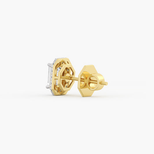 Emerald Halo Diamond Studs