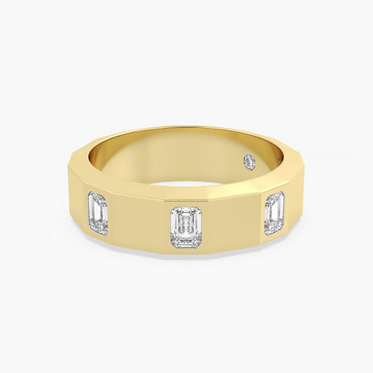 Emerald-Cut Trio Gold Band