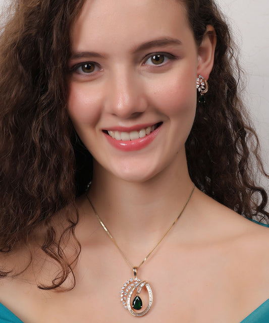 Emerald Radiance Teardrop Pendant Set