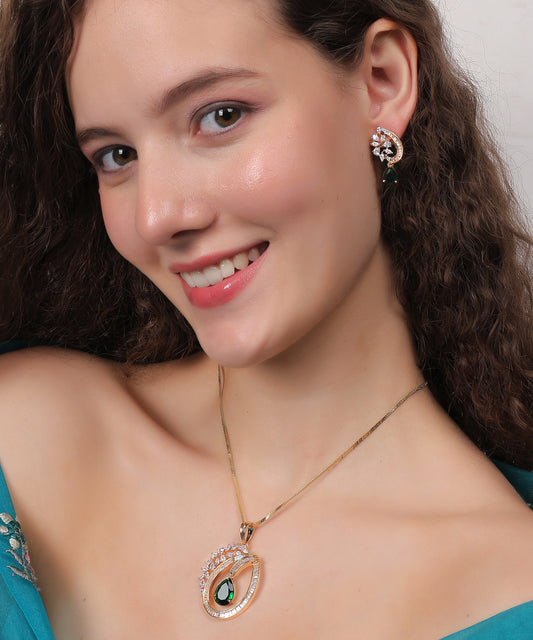 Emerald Radiance Teardrop Pendant Set