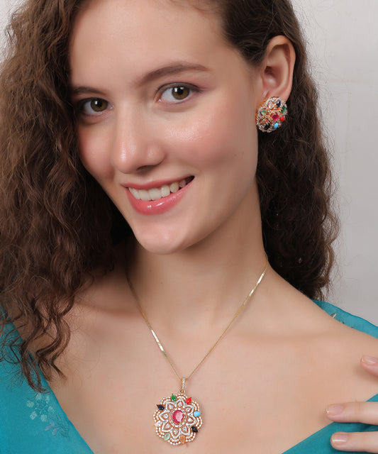 Navratan Pendant Set