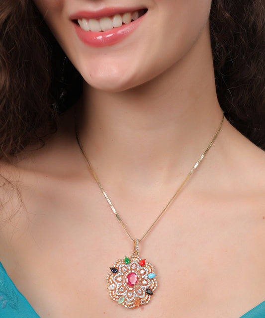 Navratan Pendant Set