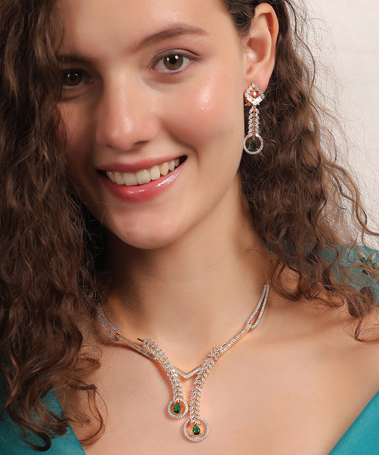 Ziva Emerald Drop Necklace Set