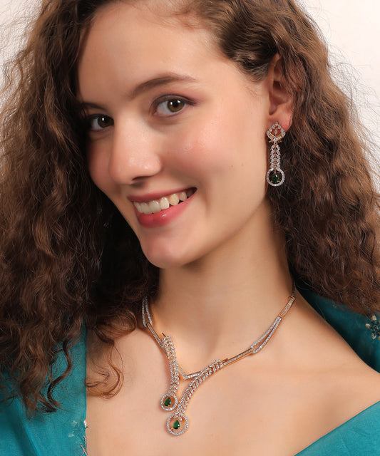 Ziva Emerald Drop Necklace Set