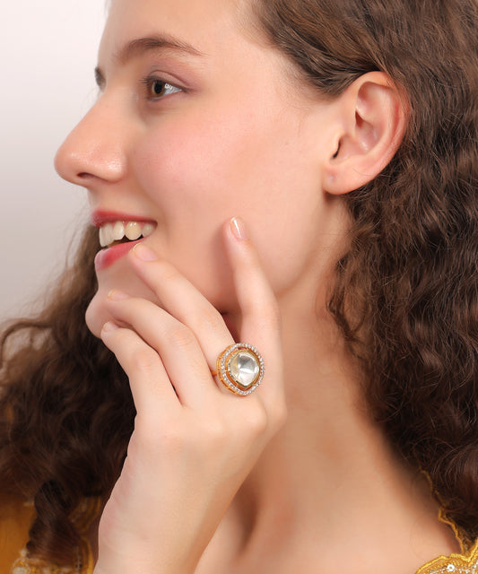 Celestial Mirror Kundan Ring