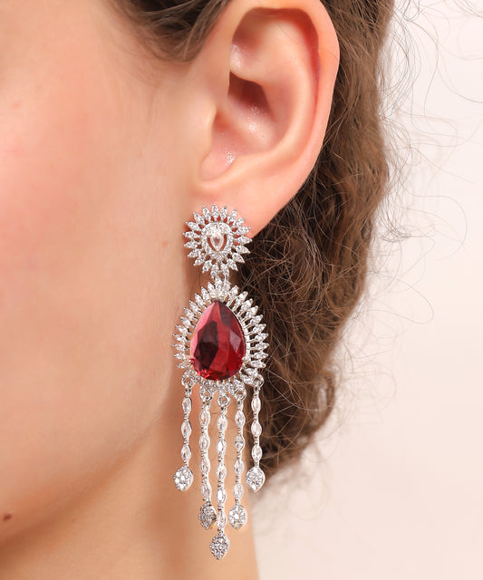 Scarlet Cascade Glamour Earrings