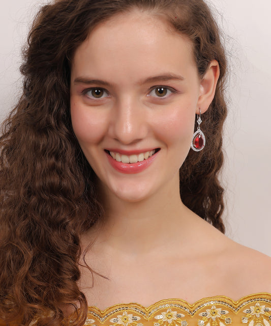 Crimson Teardrop Spark Earrings