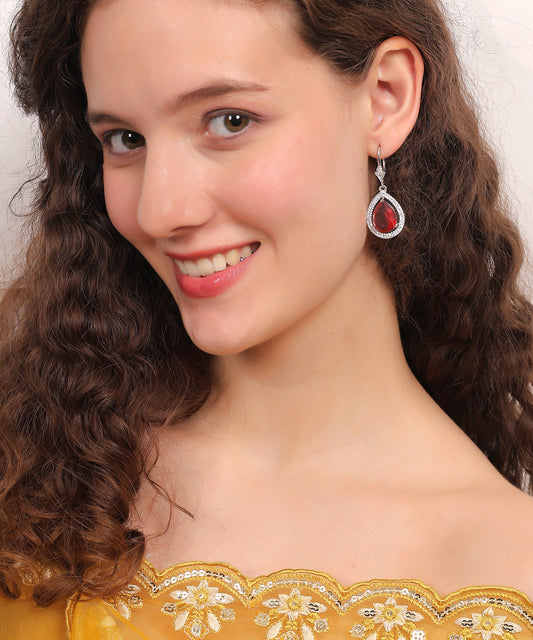 Crimson Teardrop Spark Earrings