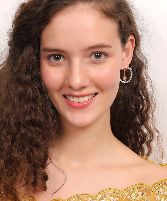 Crystal Bloom Drop Hoop Earrings