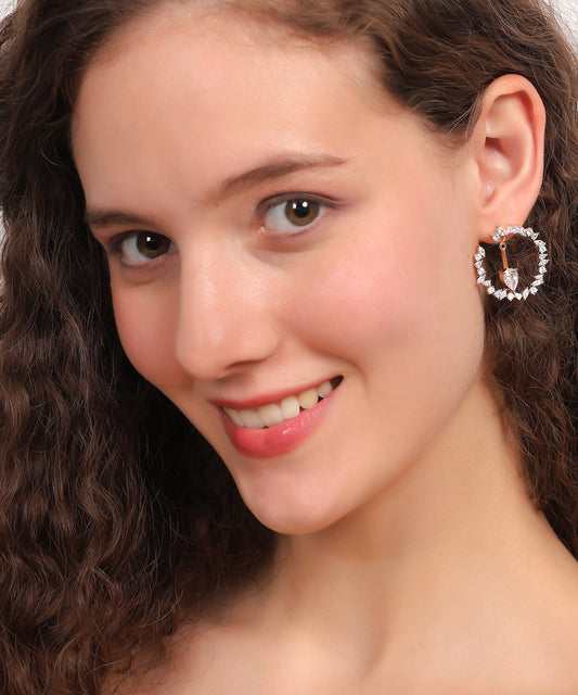 Crystal Bloom Drop Hoop Earrings