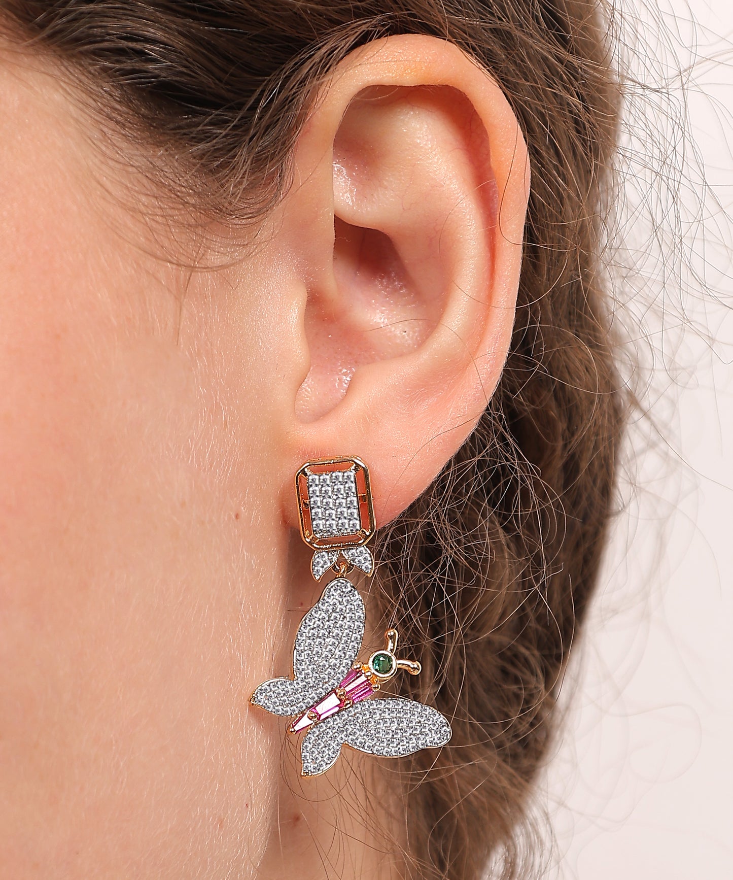 Crystal Butterfly Drop Earrings
