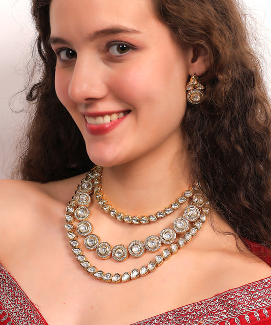 Classic Three-Layer Kundan  Set