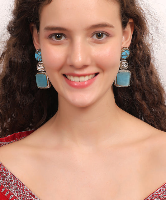 Azure Mosaic Statement Earrings