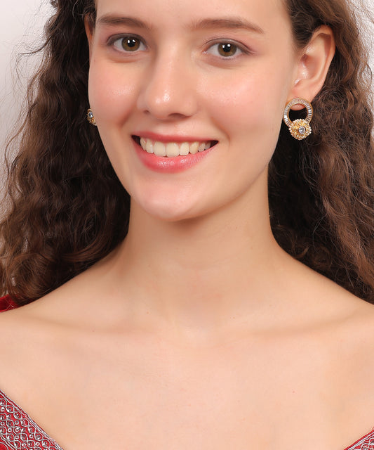 Golden Bloom Crystal Stud Earrings