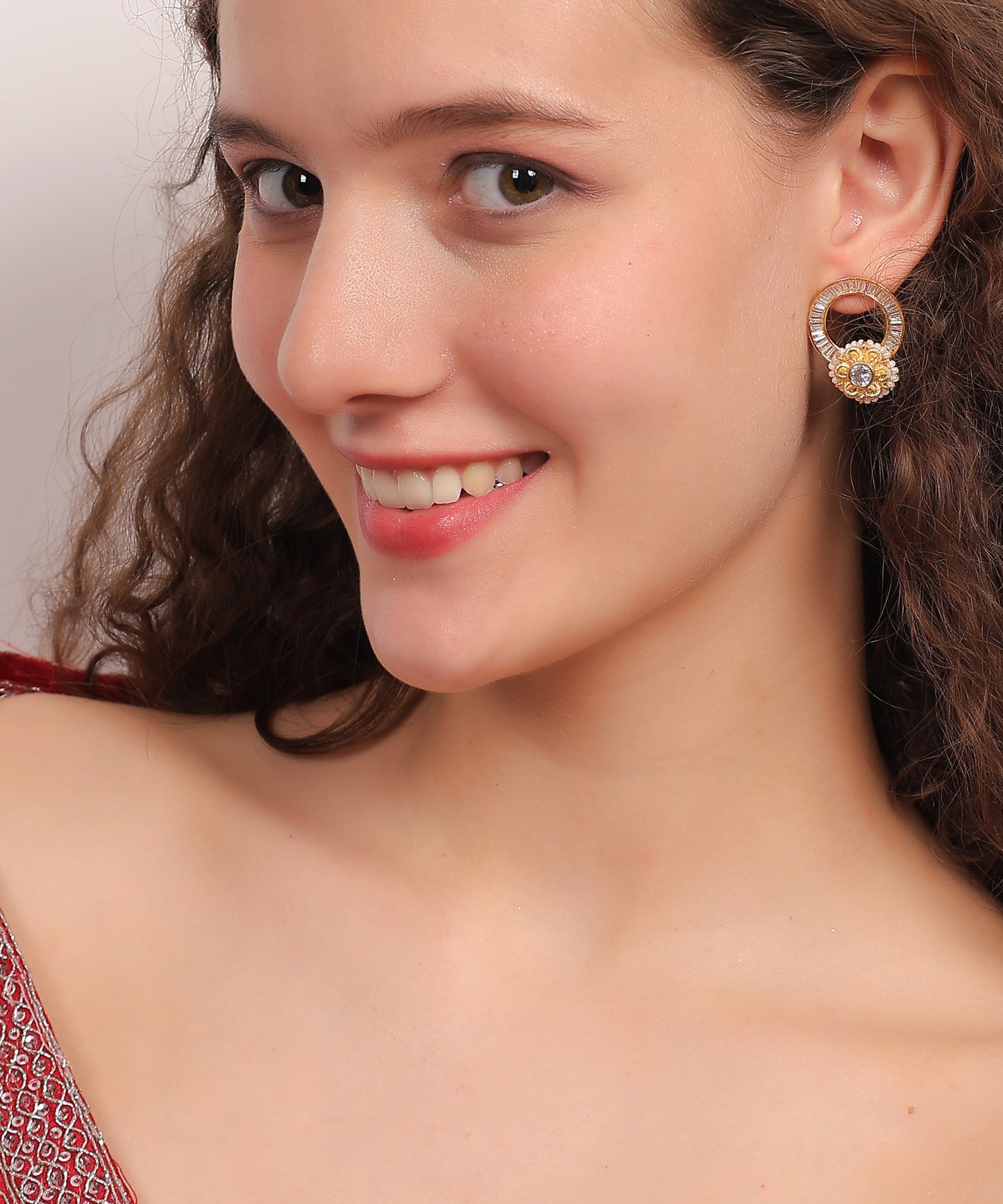 Golden Bloom Crystal Stud Earrings
