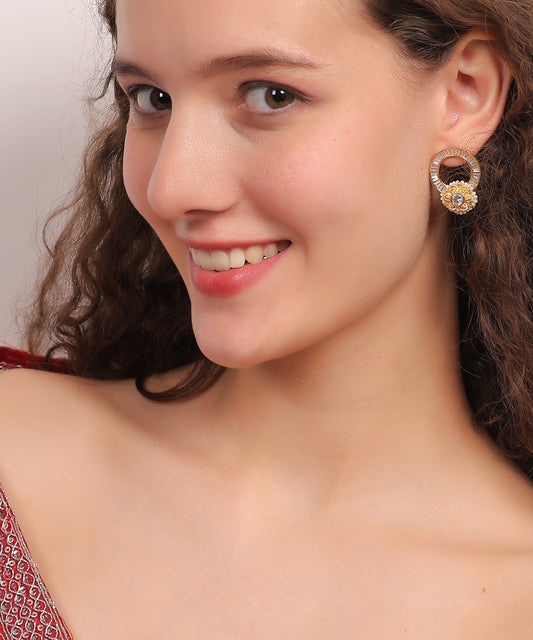 Golden Bloom Crystal Stud Earrings