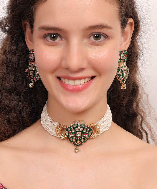 Kundan Enamel Choker Set