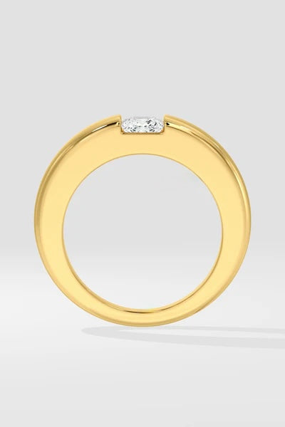 Princess Cut Tension-Style Gold Ring