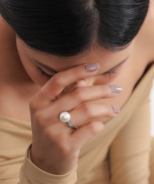 Classic Pearl Solitaire Ring