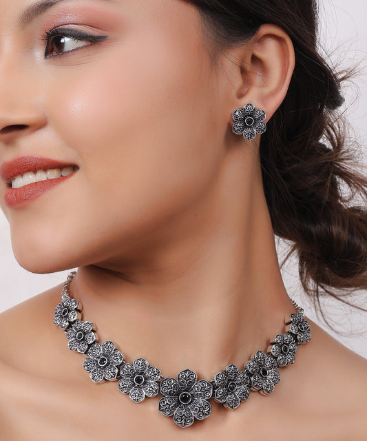 Oxidized Floral Blossom Set