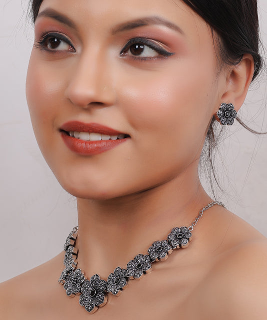 Oxidized Floral Blossom Set