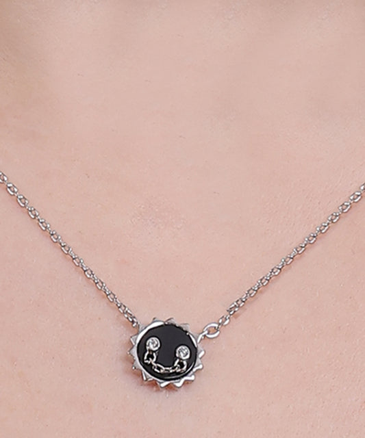 Silver Smiley Sun Pendant