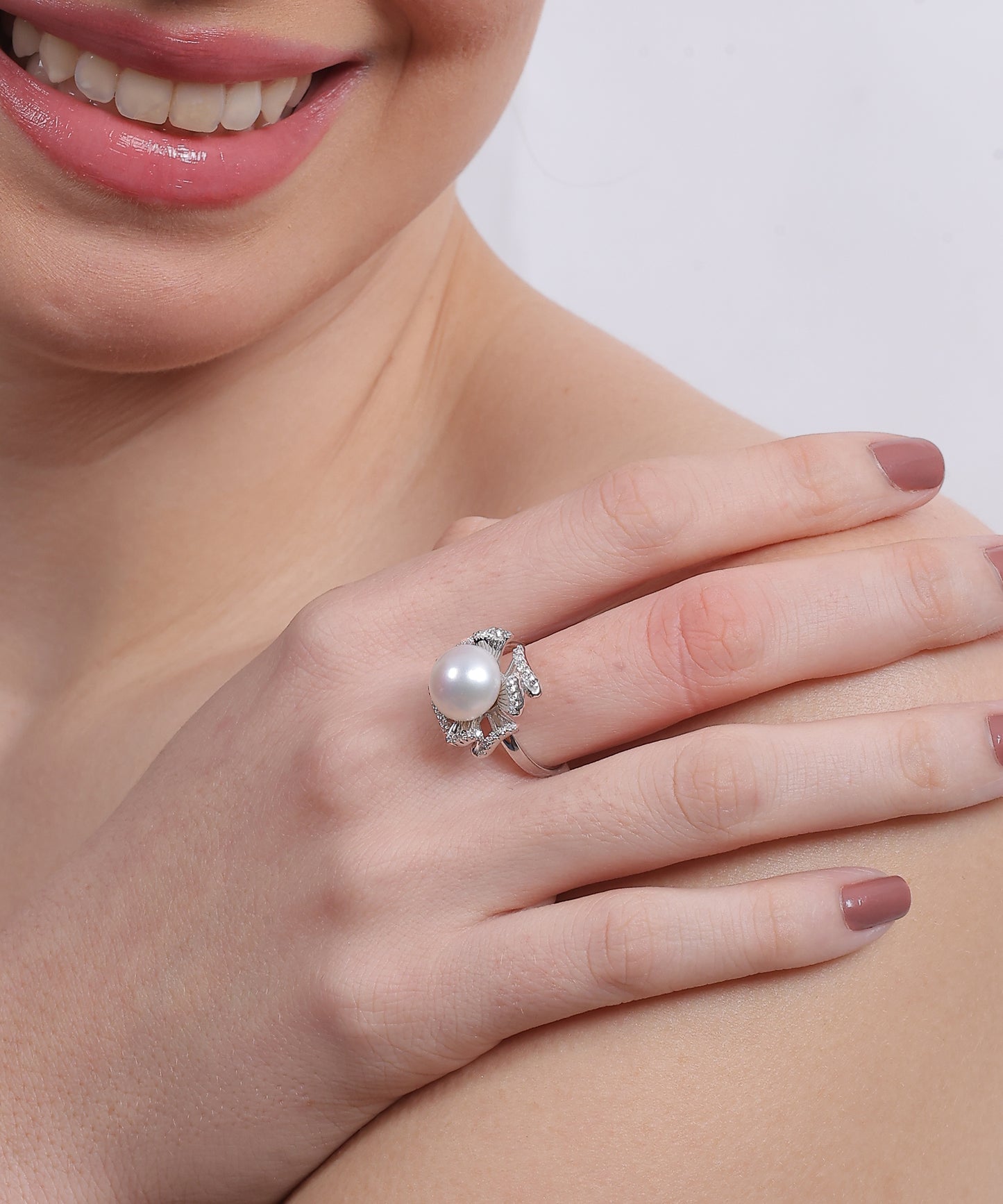 Silver Pearl Blossom Ring